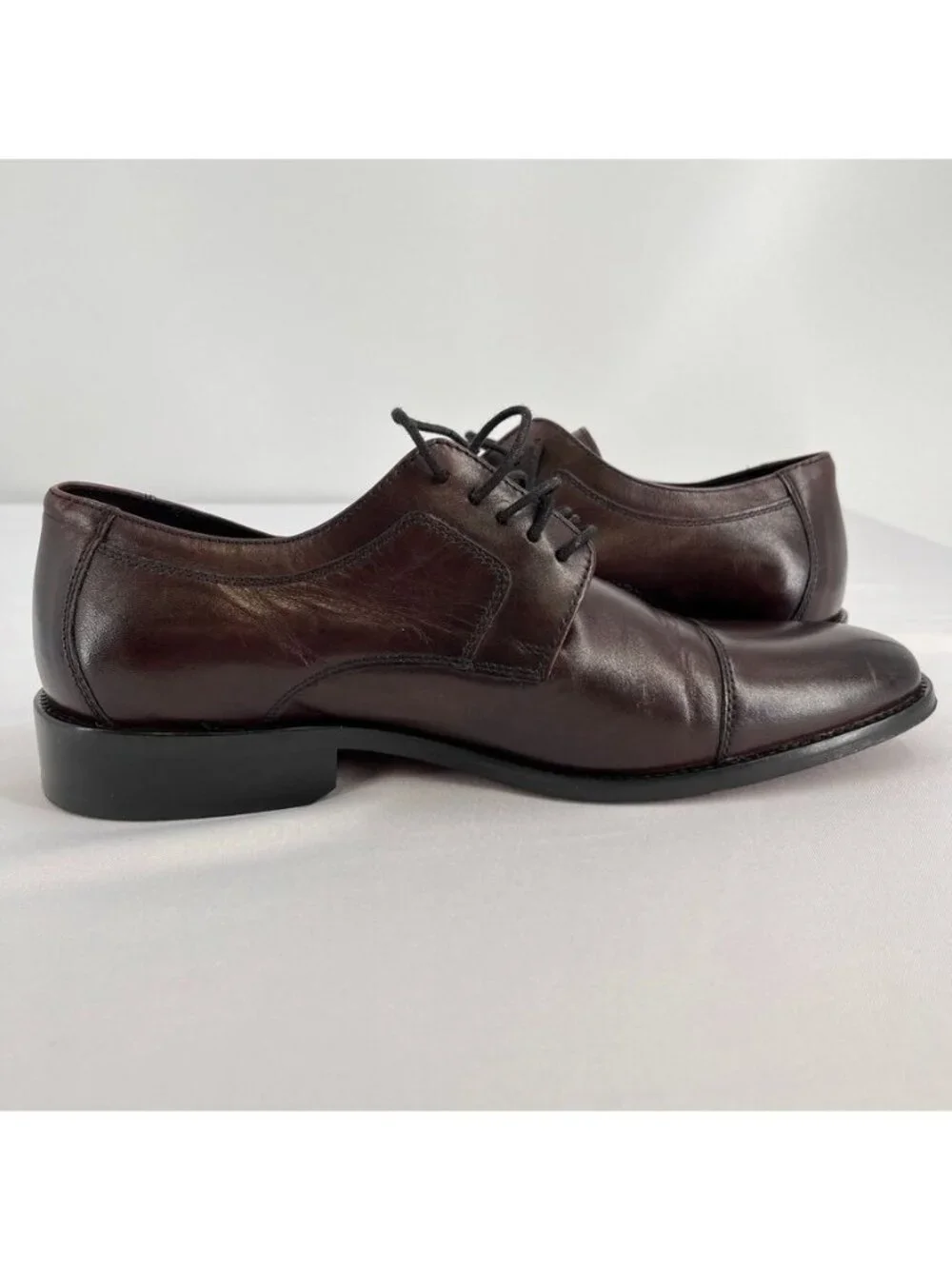 Johnston & Murphy Men's Cap Toe Oxfords Size 10.5 Burgundy 59-11703 Leather